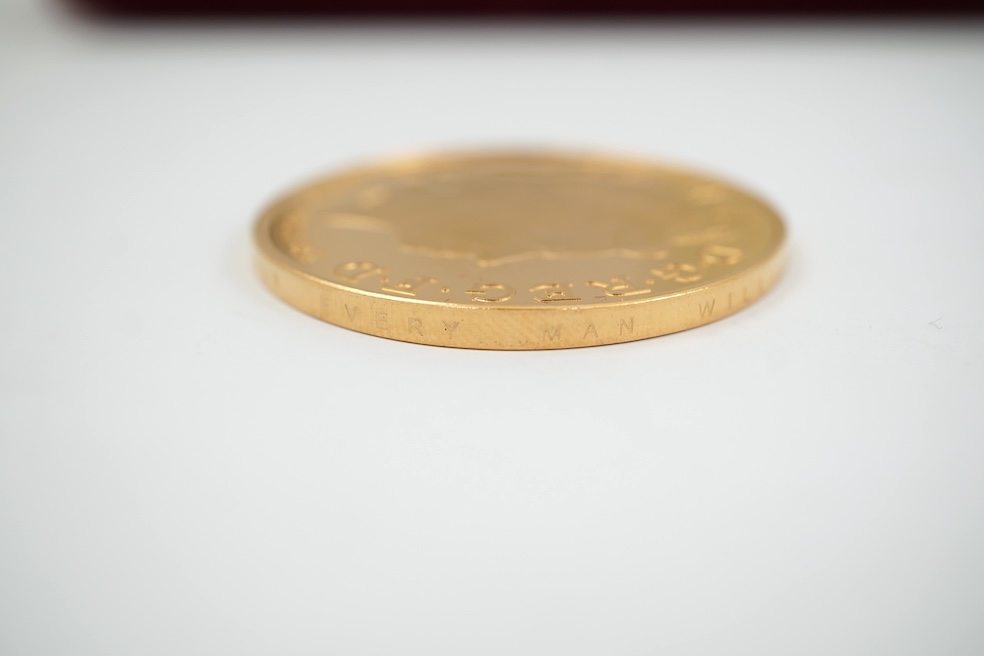 British gold coins, Elizabeth II, UK 2005 gold proof commemorative two crown set, commemorating 200th anniversary Nelson-Trafalgar, 21 October 1805, in case of issue with certificate